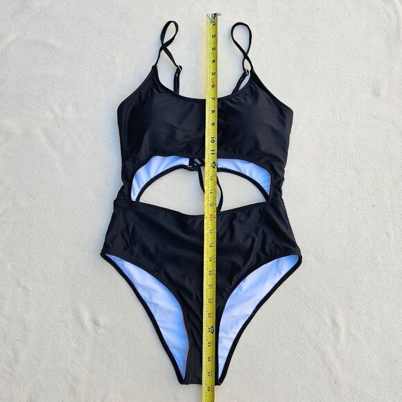 NWOT Meyeeka Womens Scoop Neck Cut Out Lace Up Back High Cut Monokini - Picture 5 of 14